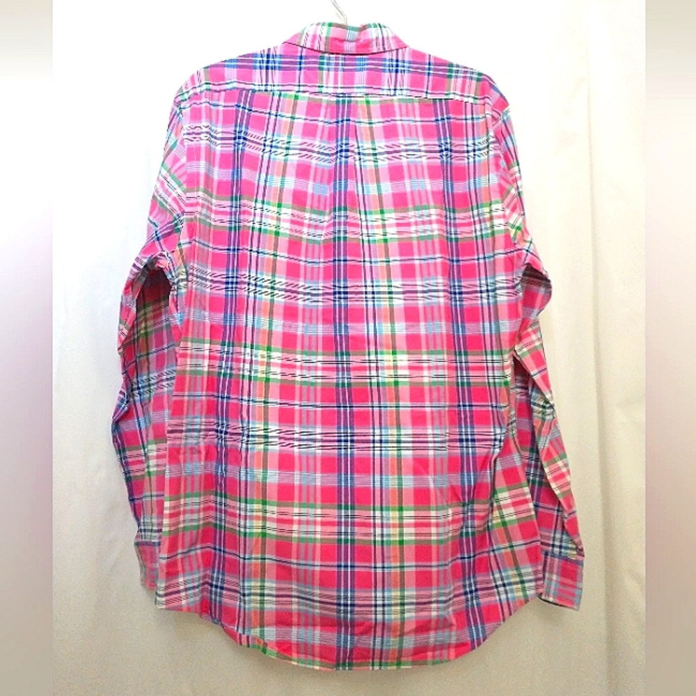New w/o Tags Ralph Lauren Slim Fit Stretch Oxford Long Sleeve Plaid Dress Shirt - Picture 3 of 5